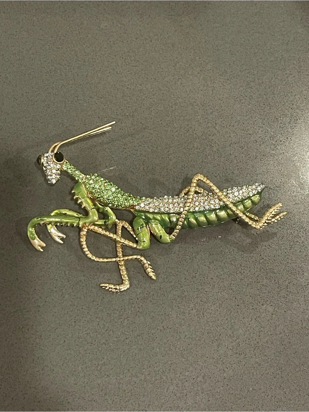 Green Crystal Mantis Brooch